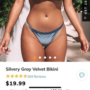 Silver gray velvet Cupshe bathing suit bottom